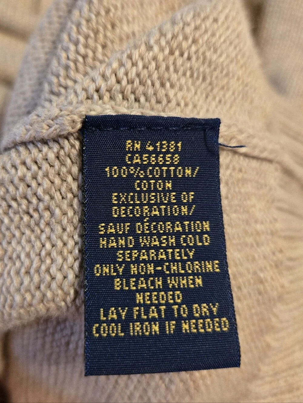 Polo Ralph Lauren Mens Cotton Mock Neck Tan Sweater XL